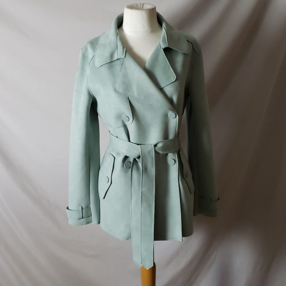 New Love Token Mint Faux Suede Jacket